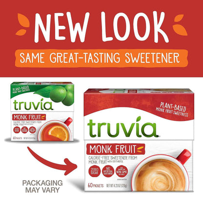 Truvia Calorie-Free Monk Fruit Box – Self-Care Friendly Sweetener for Diabetic Meal Prep and Clean Eating Routines