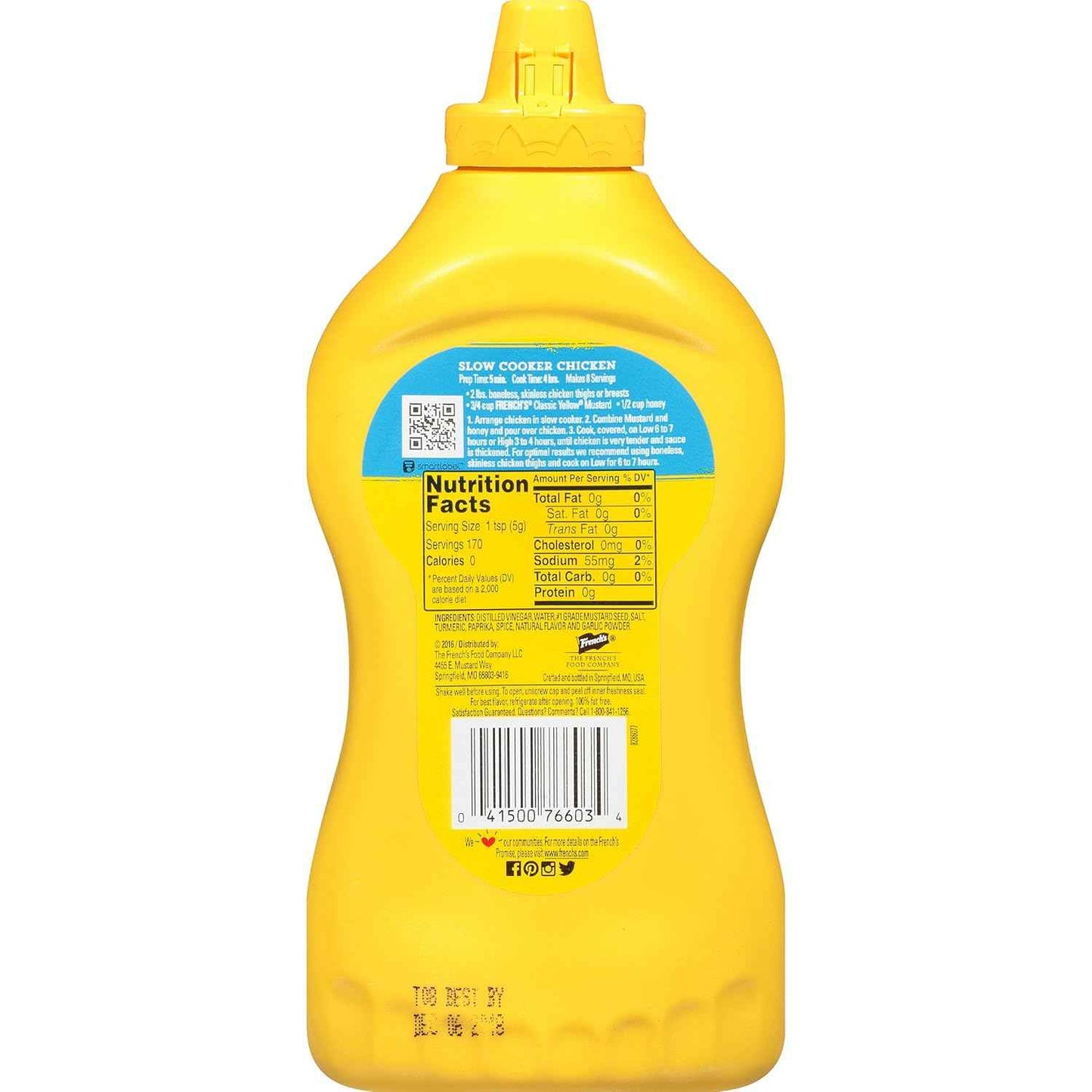 French's Classic Yellow Mustard, 30 oz Squeeze Bottle – Bulk Condiment for Commercial Kitchen Prep Line, Gluten-Free