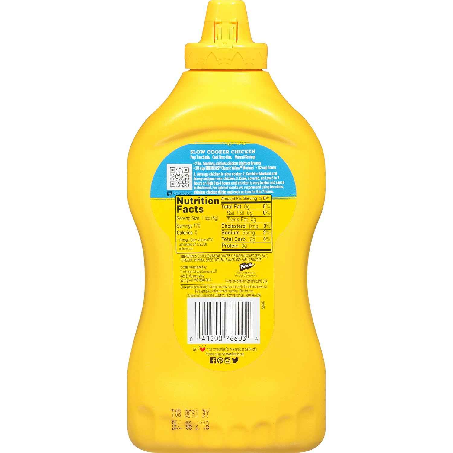 French's Classic Yellow Mustard, 30 oz Squeeze Bottle – Bulk Condiment for Commercial Kitchen Prep Line, Gluten-Free