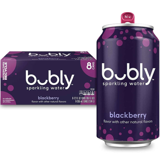 bubly Sparkling Water Blackberry – Cold Staying Aluminum Can for Backyard BBQs Tailgating and Road Trips, 12 fl oz (Pack of 8)