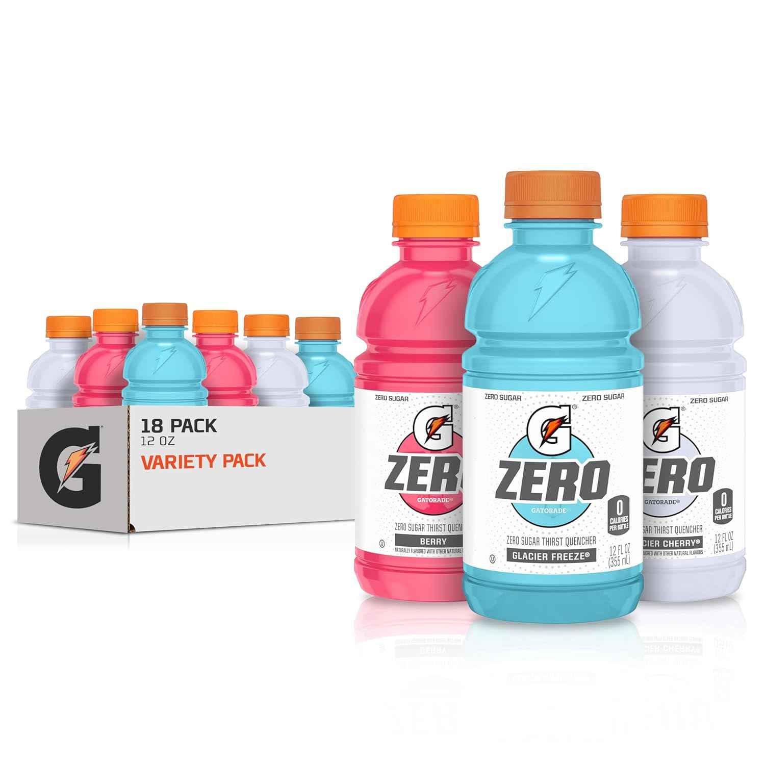 Gatorade G Zero Sports Drink – Daily Sugar-Free Hydration for Wellness Routines, 12 Fl Oz Variety Pack of 18