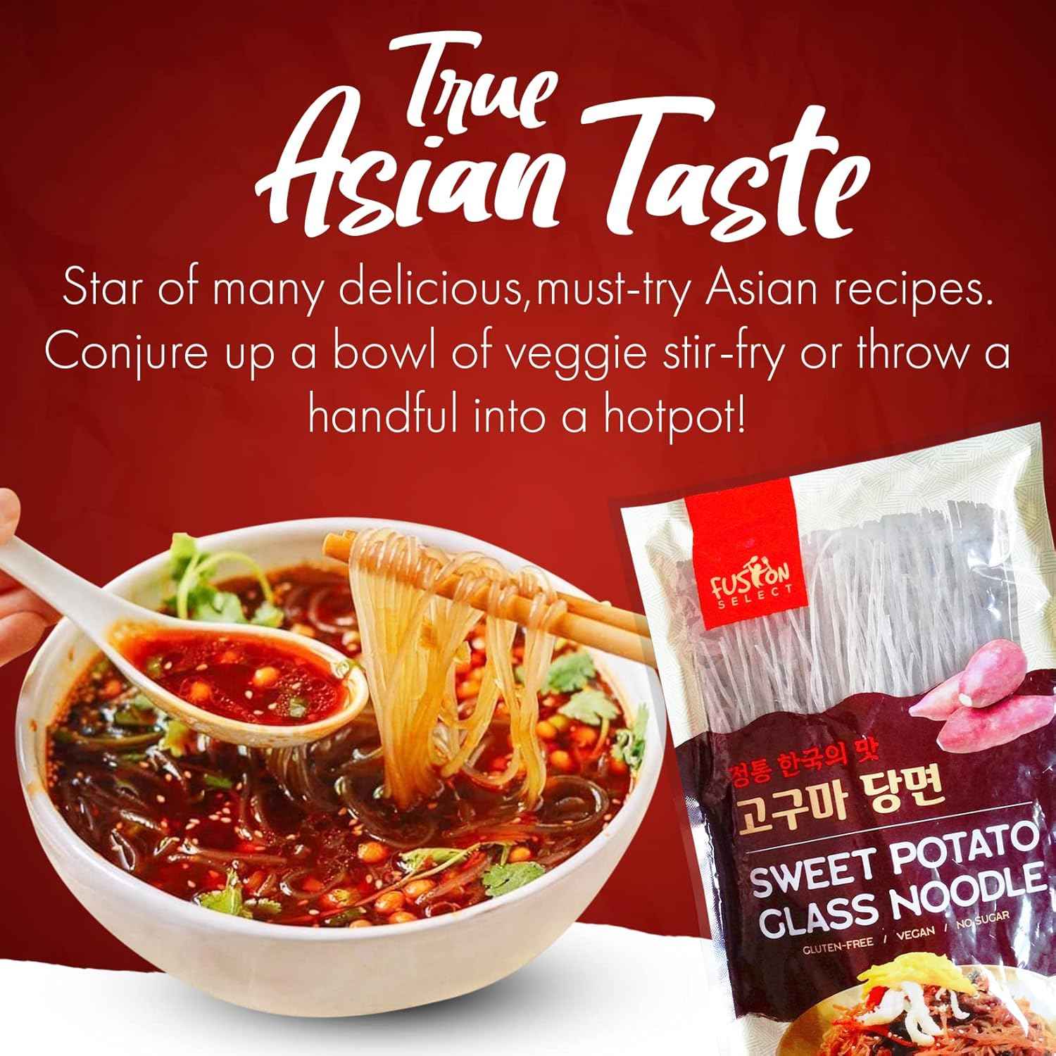 Fusion Select Sweet Potato Glass Noodles – Two-Ingredient Pantry Essential for Clutter-Free Kitchens, Stir-Fry