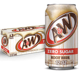 A&W Zero Sugar Root Beer Soda, 12 fl oz cans (12 pack) – Guilt-Free Root Beer for Mindful Snacking, Gym Fridge, and Self-Care Sundays