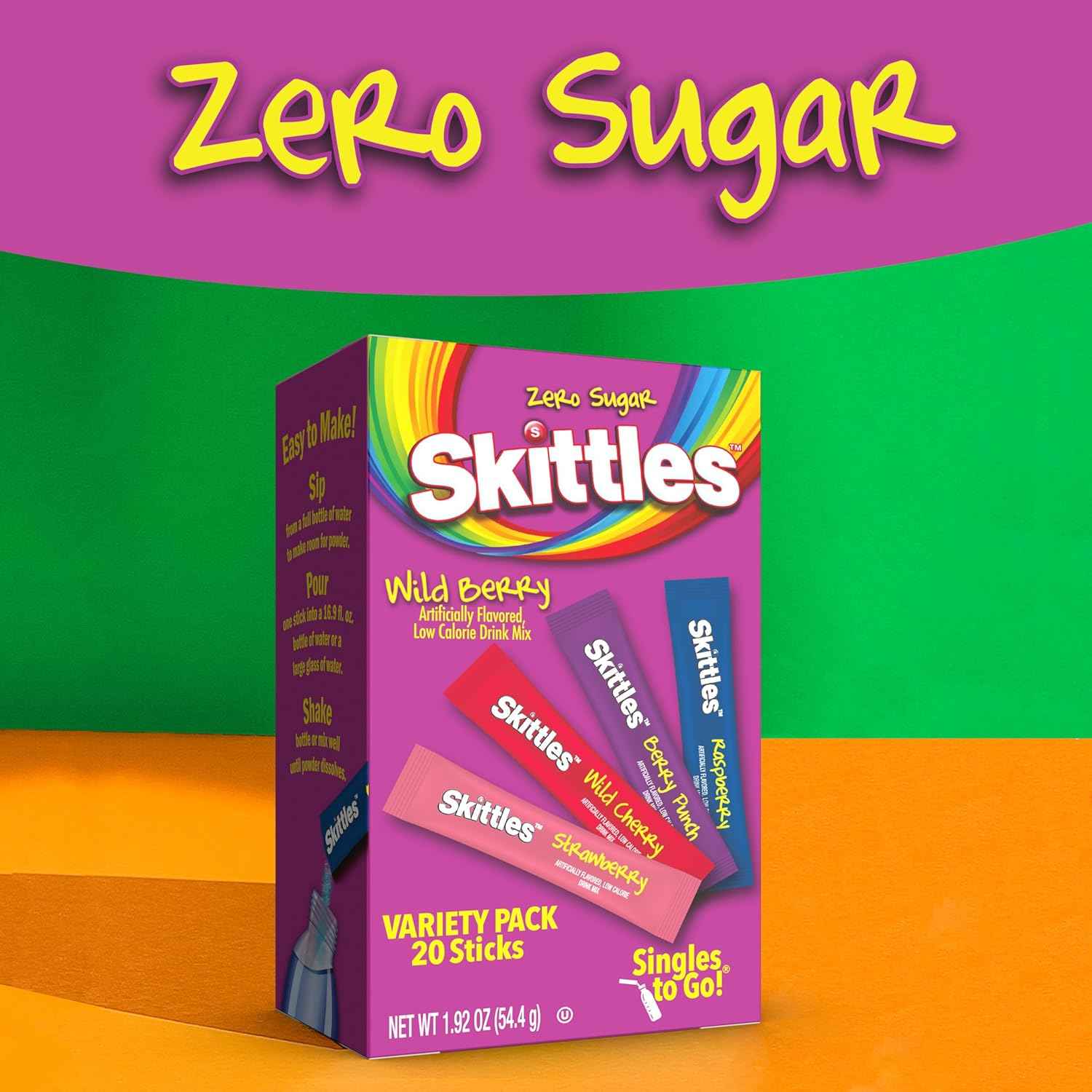 Skittles Singles To Go – Pocket-Sized Water Flavor Sticks for Hikes, Flights, and Hotel Stays