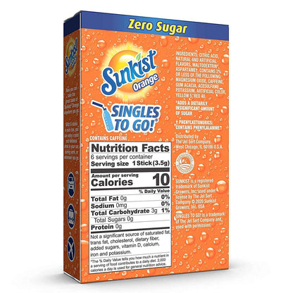 Sunkist Singles To Go Drink Mix – Kid Friendly Orange Soda Sticks for Lunchboxes, After School Snacks, and Car Cup Holders