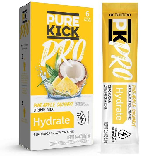 PURE KICK PRO Hydration Mix – Low-Sodium Daily Electrolyte Support for Self-Care Routines, Peach Mango Flavor