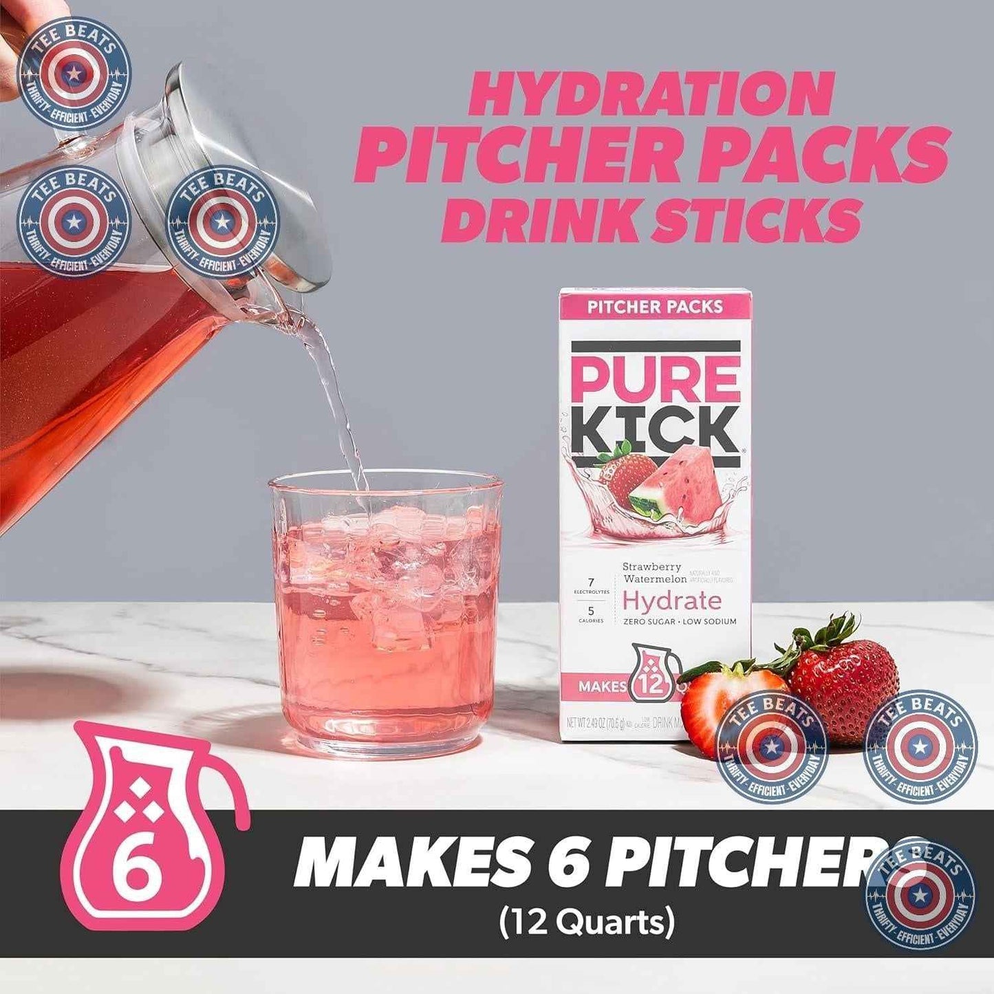 Pure Kick Hydration Pitcher Pack – Sugar-Free Office Drink for Desk and Meeting Room