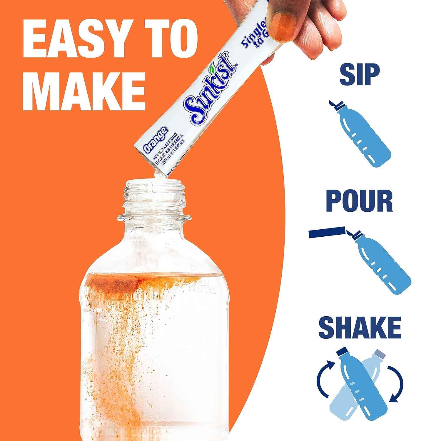 Sunkist Sugar-Free Drink Mix Sticks for Fitness Routines and Daily Wellness – Caffeine-Free Flavored Water Variety