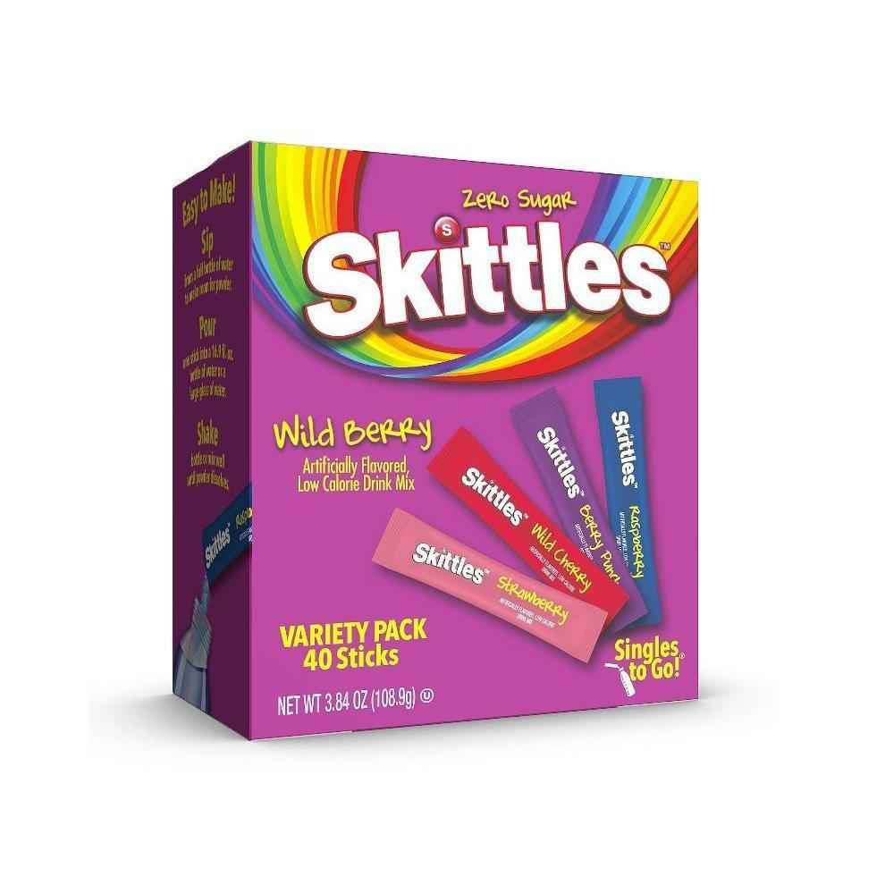 Skittles Singles To Go Variety Pack – Fun Flavored Water Packets for Picky Kids and Packed Lunches, 30 Sticks