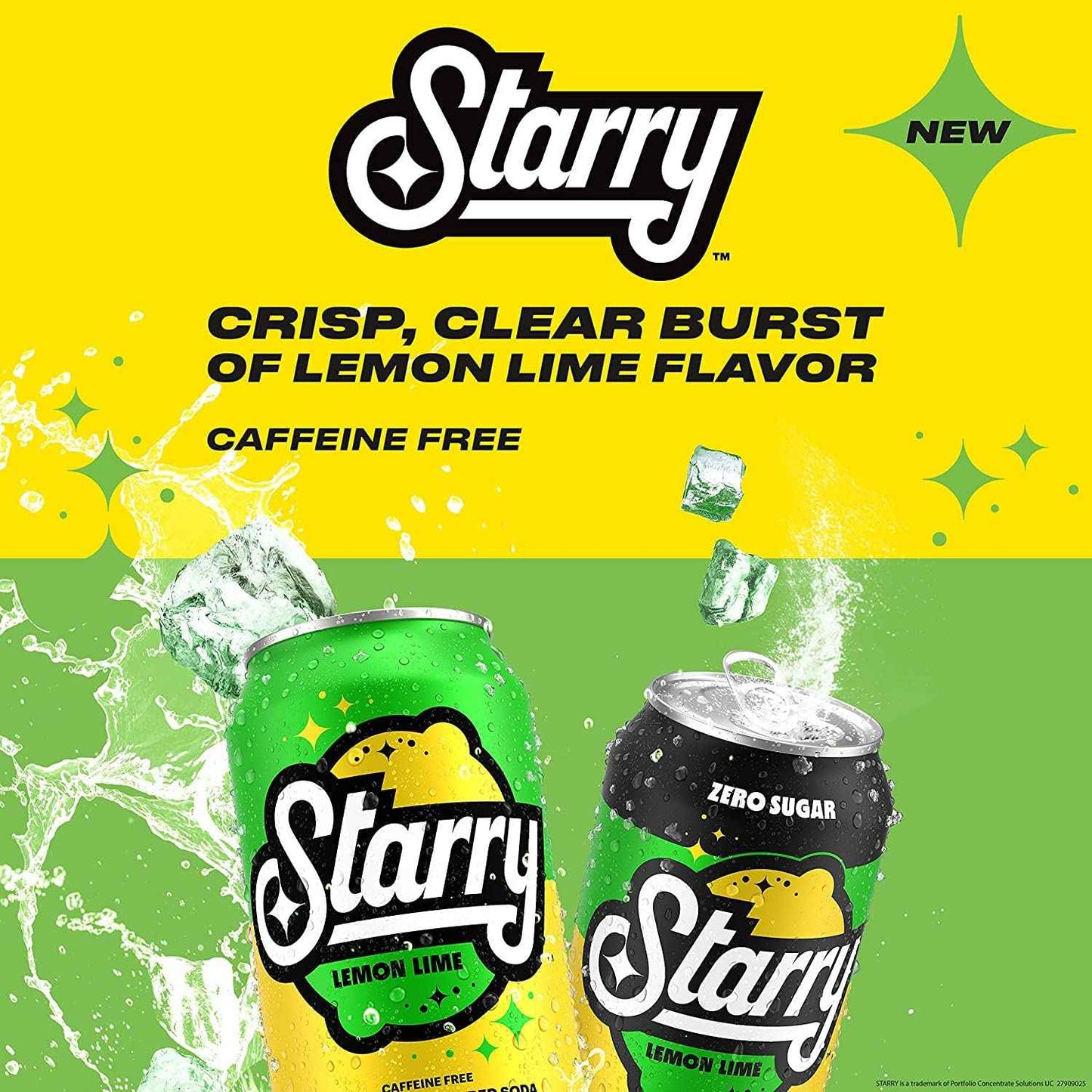 Starry Lemon Lime Soda – Zero-Sugar Caffeine-Free Soda for Calorie-Conscious and Diabetic-Friendly Diets, 12 Fl Oz Cans (Pack of 12)
