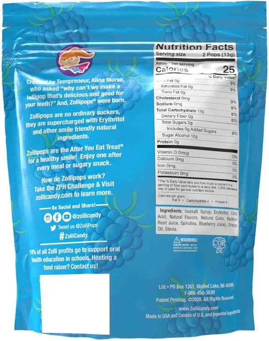 Zollipops Clean Teeth Pops Sugar Free Lollipops with Xylitol – Toddler Treat for Playroom and Diaper Bag, Dye-Free