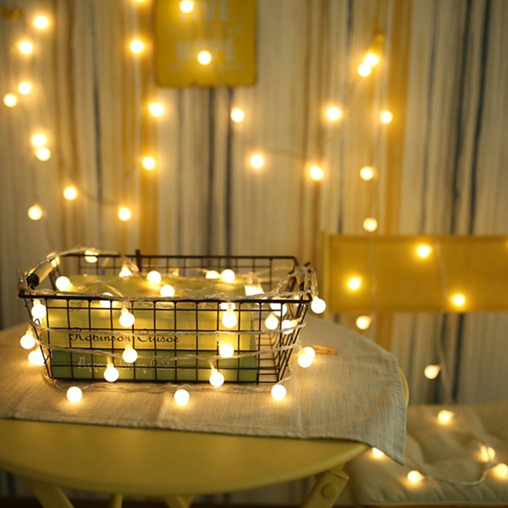 ZIMINGU LED Ball String Lights – Flameless Cool Touch Fairy Lights Safe for Kids and Pets, USB Powered Warm White Globe Lights