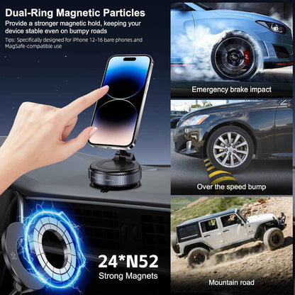 Vacuum Magnetic Suction Phone Holder – Sleek Black Magnetic Phone Stand for Clean Modern Spaces, Black
