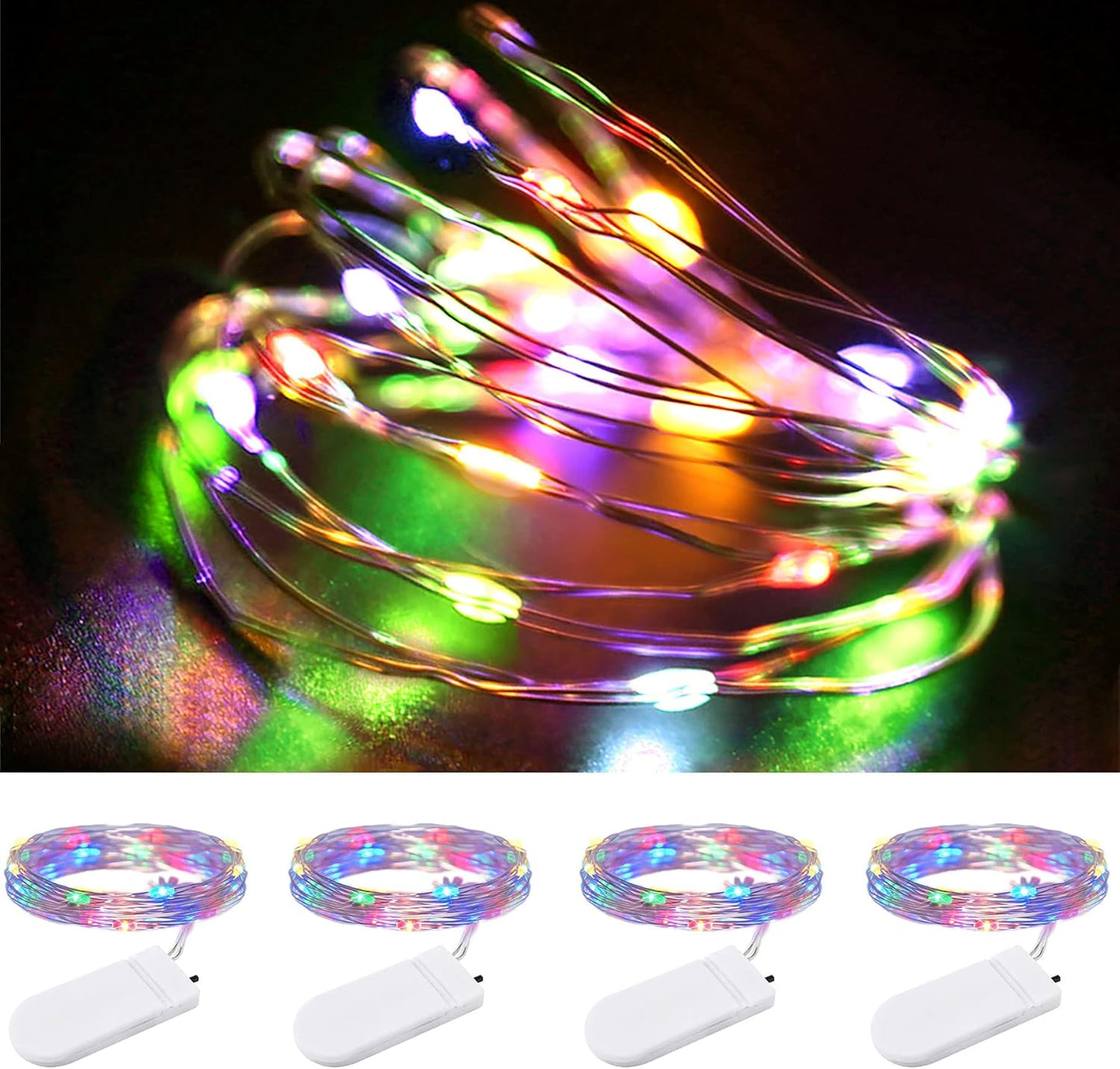 ZPH Waterproof Fairy Lights Battery Powered – Outdoor Patio and Balcony Mood Lighting, 4 Pack